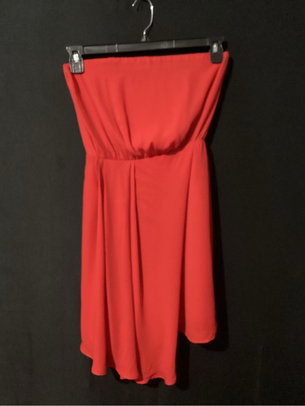 Strapless Red Mini Dress with Soft Gathered Waist